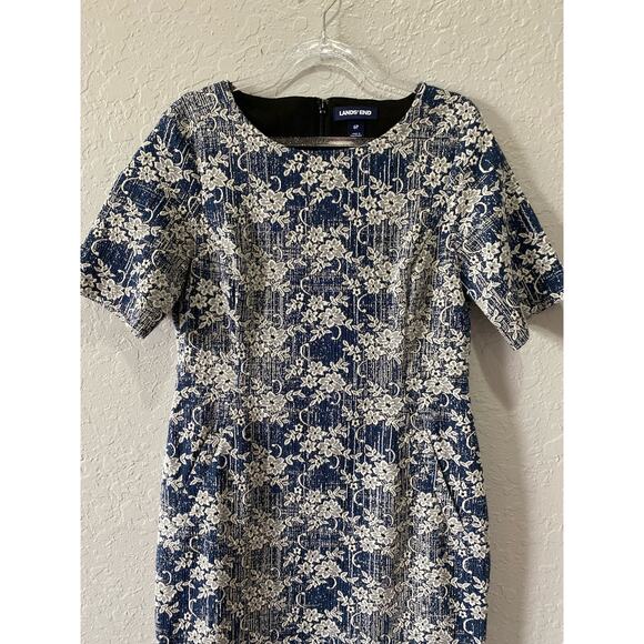 Land's End Textured Floral Knit Sheath Dress Size 6P - Picture 2 of 10